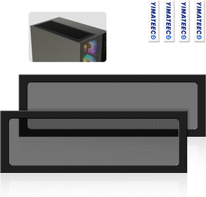 YIMATEECO فلتر غبار PC 360 مم × 120 مم فلتر شبكي مغناطيسي لمروحة تبريد الكمبيوتر / PSU / أجهزة التوجيه، غطاء فلتر تهوية مضاد للغبار لشاشة صندوق PC (PVC، 120 * 360 مم، 2 قطعة، أسود) - Image 1